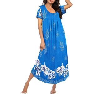 Ekouaer Moo Moos for Women House Dress Long Nightgown Flora Print Mumus Dress S-4XL(Sky Blue Flower)