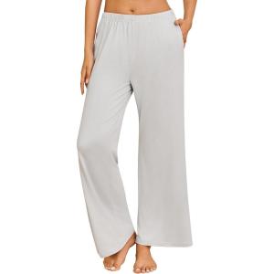 Ekouaer Pajama Pants for Women Soft Comfy Pajama Bottoms Casual Stretch Wide Leg Pants with Pockets(Light Grey)