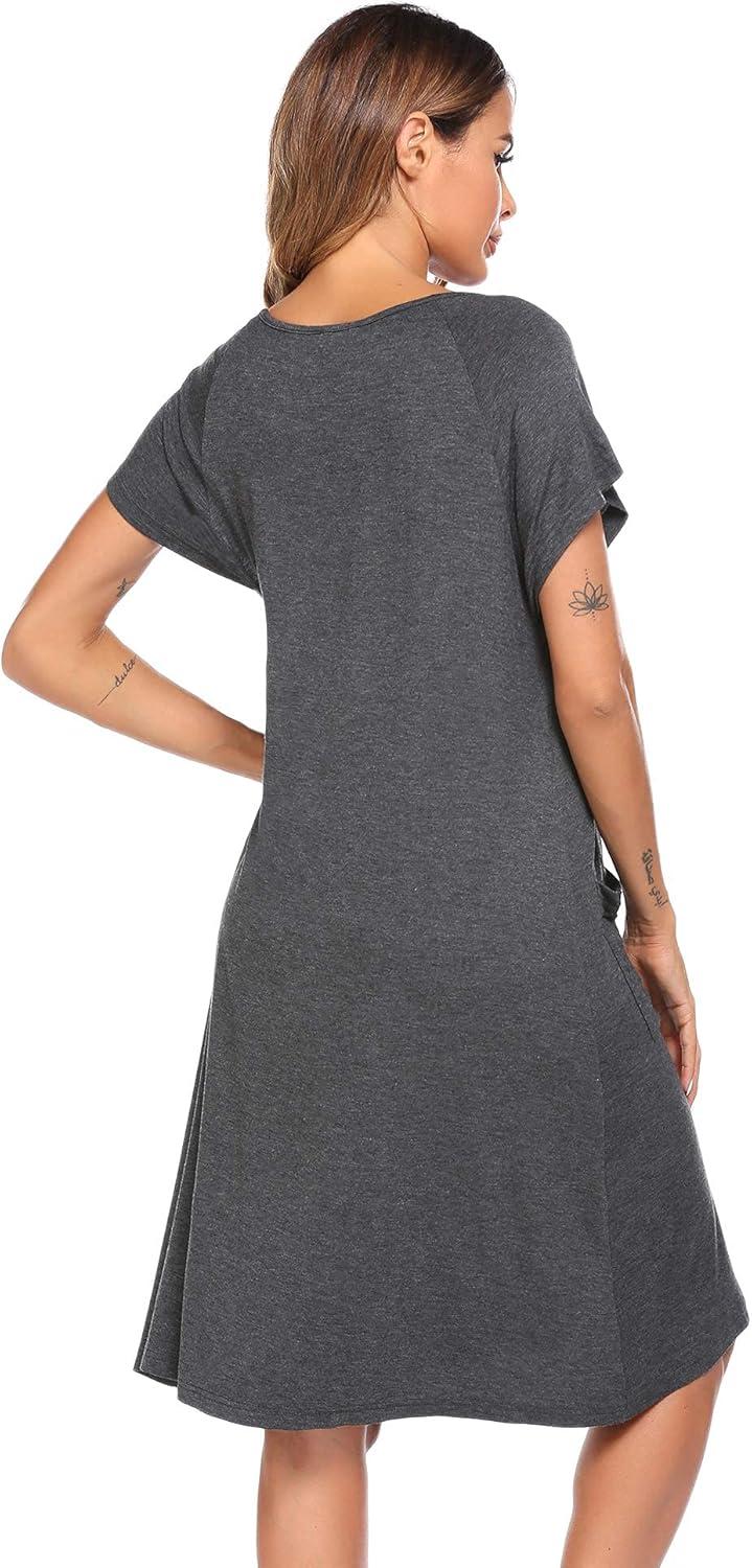 imageEkouaer 3 in 1 LaborDeliveryHospital Gown Nursing Dress Maternity Nightgown Sleepwear for Breastfeeding with Button SXXLLight Grey