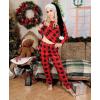 Ekouaer 2 Pack Womens Pajama Sets Long Sleeve Lounge Sets Soft Pj Sleepwear Loungewear(A-christmas Red/Red-black Plaid)
