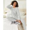 Ekouaer 2 Pack Womens Pajama Sets Long Sleeve Lounge Sets Soft Pj Sleepwear Loungewear(Black/ Black Stripe)