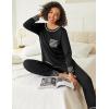 Ekouaer 2 Pack Womens Pajama Sets Long Sleeve Lounge Sets Soft Pj Sleepwear Loungewear(Black/Black Star)