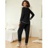 Ekouaer 2 Pack Womens Pajama Sets Long Sleeve Lounge Sets Soft Pj Sleepwear Loungewear(Black/Blue Green)