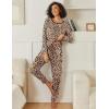 Ekouaer 2 Pack Womens Pajama Sets Long Sleeve Lounge Sets Soft Pj Sleepwear Loungewear(Black/Leopard)