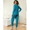 Ekouaer 2 Pack Womens Pajama Sets Long Sleeve Lounge Sets Soft Pj Sleepwear Loungewear(Blue Green/Tie Dye Blue)