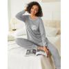 Ekouaer 2 Pack Womens Pajama Sets Long Sleeve Lounge Sets Soft Pj Sleepwear Loungewear(Lotus Pink/Light Grey)