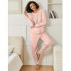 Ekouaer 2 Pack Womens Pajama Sets Long Sleeve Lounge Sets Soft Pj Sleepwear Loungewear(Lotus Pink/Light Grey)