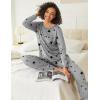 Ekouaer 2 Pack Womens Pajama Sets Long Sleeve Lounge Sets Soft Pj Sleepwear Loungewear(Middle Grey/Black Star)