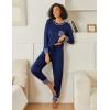 Ekouaer 2 Pack Womens Pajama Sets Long Sleeve Lounge Sets Soft Pj Sleepwear Loungewear(Navy Blue/Grey)