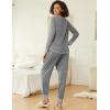 Ekouaer 2 Pack Womens Pajama Sets Long Sleeve Lounge Sets Soft Pj Sleepwear Loungewear(Navy Blue/Grey)