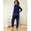 Ekouaer 2 Pack Womens Pajama Sets Long Sleeve Lounge Sets Soft Pj Sleepwear Loungewear(Navy Blue/Grey Star)