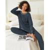 Ekouaer 2 Pack Womens Pajama Sets Long Sleeve Lounge Sets Soft Pj Sleepwear Loungewear(Pink Stripe/Black Point)