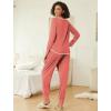 Ekouaer 2 Pack Womens Pajama Sets Long Sleeve Lounge Sets Soft Pj Sleepwear Loungewear(Red Stripe/Navy Dots)