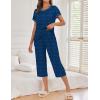 Ekouaer 2 Pack Womens Pajamas Sets Short Sleeve Tops and Capri Pants Pjs Colorful Printed Sleepwear Sets(Black  Polka Dots)