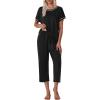 Ekouaer 2 Pack Womens Pajamas Sets Short Sleeve Tops and Capri Pants Pjs Colorful Printed Sleepwear Sets(Black  Polka Dots)