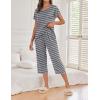 Ekouaer 2 Pack Womens Pajamas Sets Short Sleeve Tops and Capri Pants Pjs Colorful Printed Sleepwear Sets(Black Stripe，leopard)