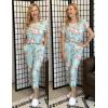 Ekouaer 2 Pack Womens Pajamas Sets Short Sleeve Tops and Capri Pants Pjs Colorful Printed Sleepwear Sets(Blue Flowers  Black Flowers)