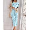 Ekouaer 2 Pack Womens Pajamas Sets Short Sleeve Tops and Capri Pants Pjs Colorful Printed Sleepwear Sets(Blue Stars  Moon)