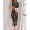 Ekouaer 2 Pack Womens Pajamas Sets Short Sleeve Tops and Capri Pants Pjs Colorful Printed Sleepwear Sets(Brown Flowers  Black)
