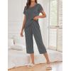 Ekouaer 2 Pack Womens Pajamas Sets Short Sleeve Tops and Capri Pants Pjs Colorful Printed Sleepwear Sets(Deep Grey，stars)