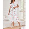 Ekouaer 2 Pack Womens Pajamas Sets Short Sleeve Tops and Capri Pants Pjs Colorful Printed Sleepwear Sets(Elephant，leopard)