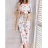 Ekouaer 2 Pack Womens Pajamas Sets Short Sleeve Tops and Capri Pants Pjs Colorful Printed Sleepwear Sets(Elephant，leopard)