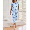 Ekouaer 2 Pack Womens Pajamas Sets Short Sleeve Tops and Capri Pants Pjs Colorful Printed Sleepwear Sets(Elephant，leopard)