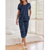 Ekouaer 2 Pack Womens Pajamas Sets Short Sleeve Tops and Capri Pants Pjs Colorful Printed Sleepwear Sets(Moon  Stars)