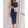 Ekouaer 2 Pack Womens Pajamas Sets Short Sleeve Tops and Capri Pants Pjs Colorful Printed Sleepwear Sets(Navy Blue，leopard)
