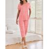 Ekouaer 2 Pack Womens Pajamas Sets Short Sleeve Tops and Capri Pants Pjs Colorful Printed Sleepwear Sets(Pink Stripe  Grey Stars)