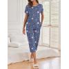 Ekouaer 2 Pack Womens Pajamas Sets Short Sleeve Tops and Capri Pants Pjs Colorful Printed Sleepwear Sets(Stars Sky  Navy Blue)