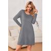 Ekouaer 3 Pack Women’s Nightgowns Long Sleeve Sleep Shirts Comfy Soft Nightshirt Women Pajama Sleep Dress Cute Sleepwear(Black grey navy)