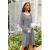 Ekouaer 3 Pack Women’s Nightgowns Long Sleeve Sleep Shirts Comfy Soft Nightshirt Women Pajama Sleep Dress Cute Sleepwear(Black grey strip)