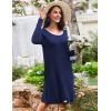 Ekouaer 3 Pack Women’s Nightgowns Long Sleeve Sleep Shirts Comfy Soft Nightshirt Women Pajama Sleep Dress Cute Sleepwear(Black navy star)