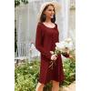 Ekouaer 3 Pack Women’s Nightgowns Long Sleeve Sleep Shirts Comfy Soft Nightshirt Women Pajama Sleep Dress Cute Sleepwear(Black wine Red grey Flowers)