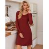 Ekouaer 3 Pack Women’s Nightgowns Long Sleeve Sleep Shirts Comfy Soft Nightshirt Women Pajama Sleep Dress Cute Sleepwear(Black wine Red leopard)