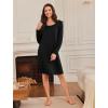 Ekouaer 3 Pack Women’s Nightgowns Long Sleeve Sleep Shirts Comfy Soft Nightshirt Women Pajama Sleep Dress Cute Sleepwear(Black wine Red leopard)
