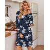Ekouaer 3 Pack Women’s Nightgowns Long Sleeve Sleep Shirts Comfy Soft Nightshirt Women Pajama Sleep Dress Cute Sleepwear(Coffee constellation navy Flower)