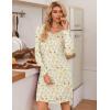 Ekouaer 3 Pack Women’s Nightgowns Long Sleeve Sleep Shirts Comfy Soft Nightshirt Women Pajama Sleep Dress Cute Sleepwear(Flower penguin deep Night)