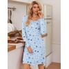 Ekouaer 3 Pack Women’s Nightgowns Long Sleeve Sleep Shirts Comfy Soft Nightshirt Women Pajama Sleep Dress Cute Sleepwear(Good Night coffee star)