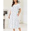 Ekouaer Cotton Nightgowns for Women Long Night Gown Short Sleeve Sleepdress Victorian Sleepwear Nightdress with Pockets(Blue Flowers)