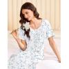 Ekouaer Cotton Nightgowns for Women Long Night Gown Short Sleeve Sleepdress Victorian Sleepwear Nightdress with Pockets(Blue Flowers)