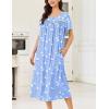 Ekouaer Cotton Nightgowns for Women Long Night Gown Short Sleeve Sleepdress Victorian Sleepwear Nightdress with Pockets(Blue Pigeon)
