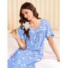 Ekouaer Cotton Nightgowns for Women Long Night Gown Short Sleeve Sleepdress Victorian Sleepwear Nightdress with Pockets(Blue Pigeon)