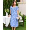 Ekouaer Cotton Nightgowns for Women Long Night Gown Short Sleeve Sleepdress Victorian Sleepwear Nightdress with Pockets(Blue Pigeon)