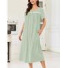 Ekouaer Cotton Nightgowns for Women Long Night Gown Short Sleeve Sleepdress Victorian Sleepwear Nightdress with Pockets(Light Green)