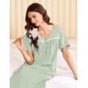 Ekouaer Cotton Nightgowns for Women Long Night Gown Short Sleeve Sleepdress Victorian Sleepwear Nightdress with Pockets(Light Green)