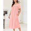 Ekouaer Cotton Nightgowns for Women Long Night Gown Short Sleeve Sleepdress Victorian Sleepwear Nightdress with Pockets(Light Pink)