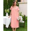 Ekouaer Cotton Nightgowns for Women Long Night Gown Short Sleeve Sleepdress Victorian Sleepwear Nightdress with Pockets(Light Pink)