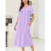 Ekouaer Cotton Nightgowns for Women Long Night Gown Short Sleeve Sleepdress Victorian Sleepwear Nightdress with Pockets(Lilac Purple)